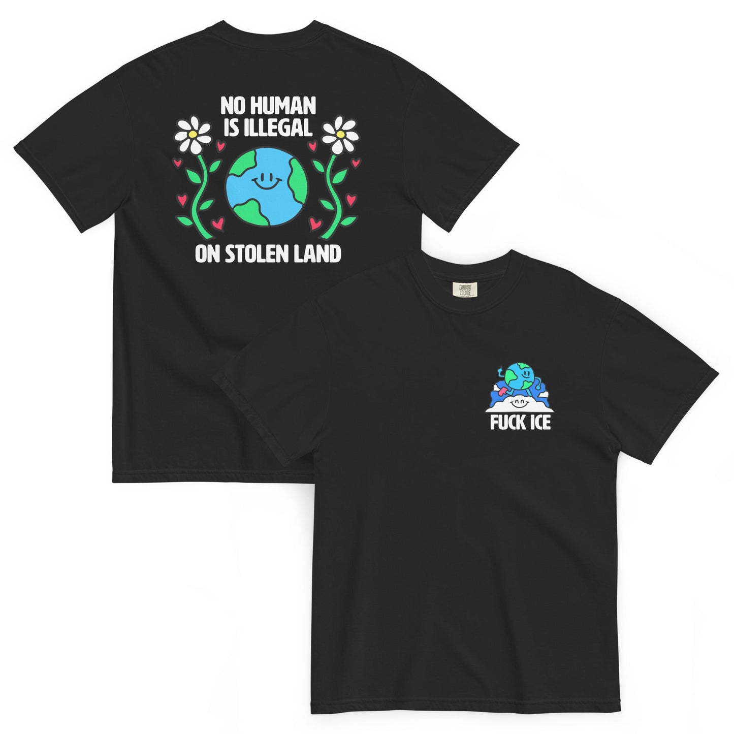 No Human is Illegal Earth Heavyweight Tee - FLAVNT