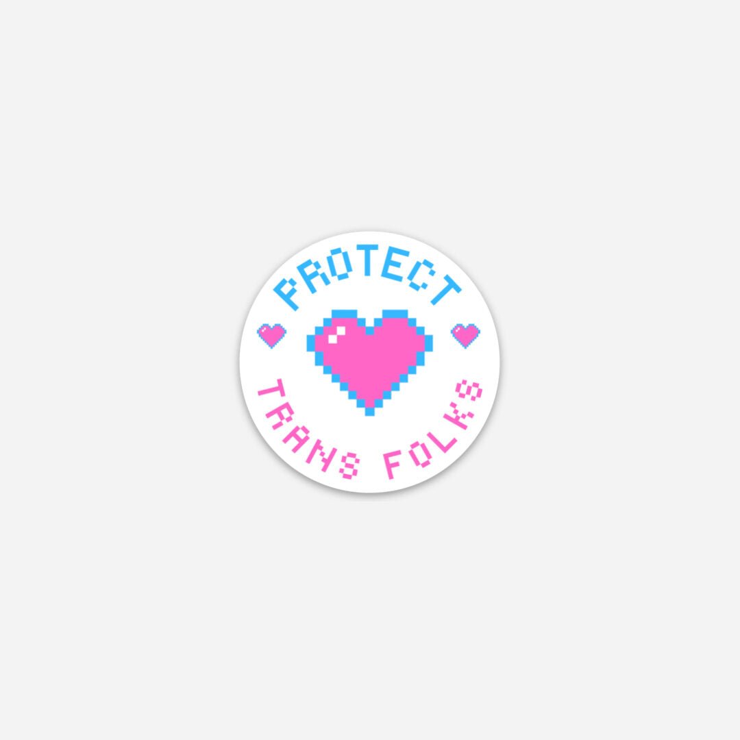 Protect Trans Folks Circle Emblem Sticker - FLAVNT