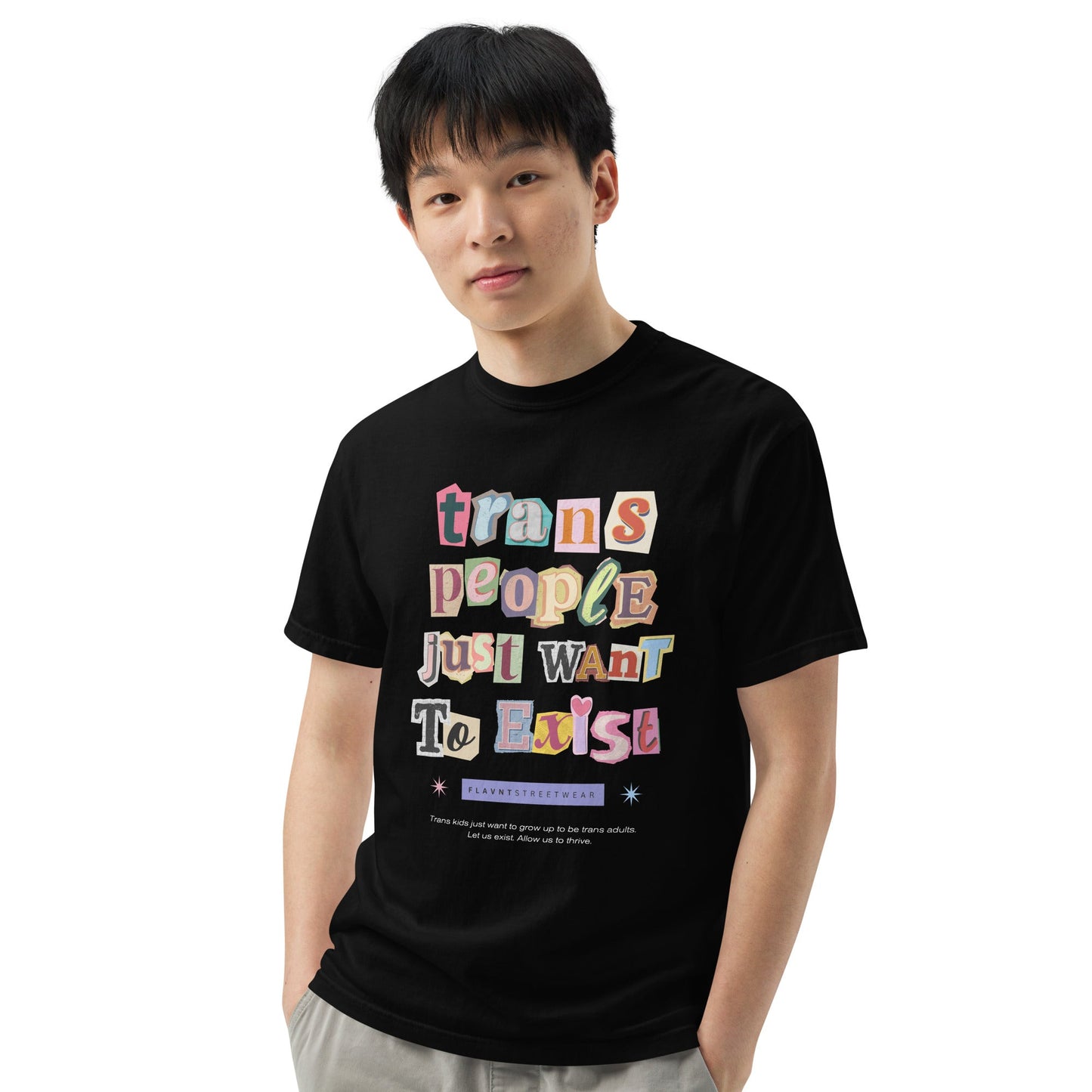 Trans People Just Want to Exist Boxy Front Print Tee - FLAVNT