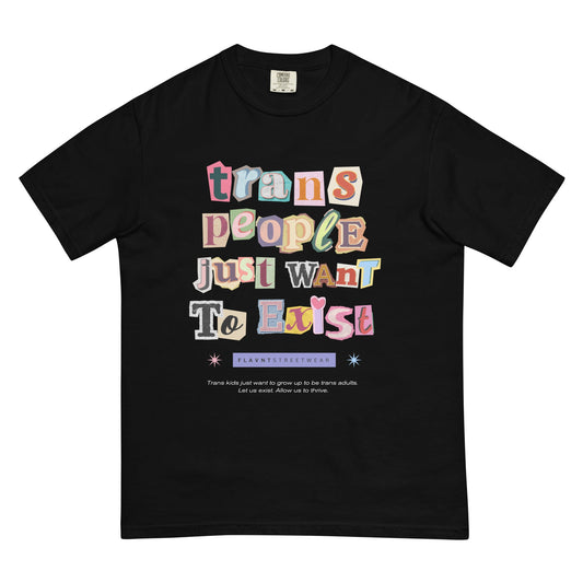 Trans People Just Want to Exist Boxy Front Print Tee - FLAVNT