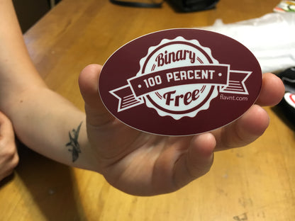 100% Binary Free Sticker