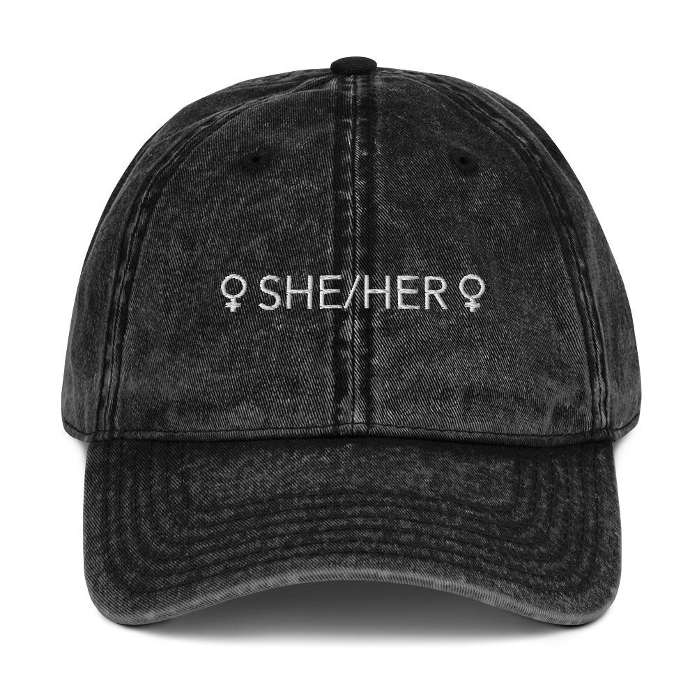Pronoun Acid Wash Dad Hat